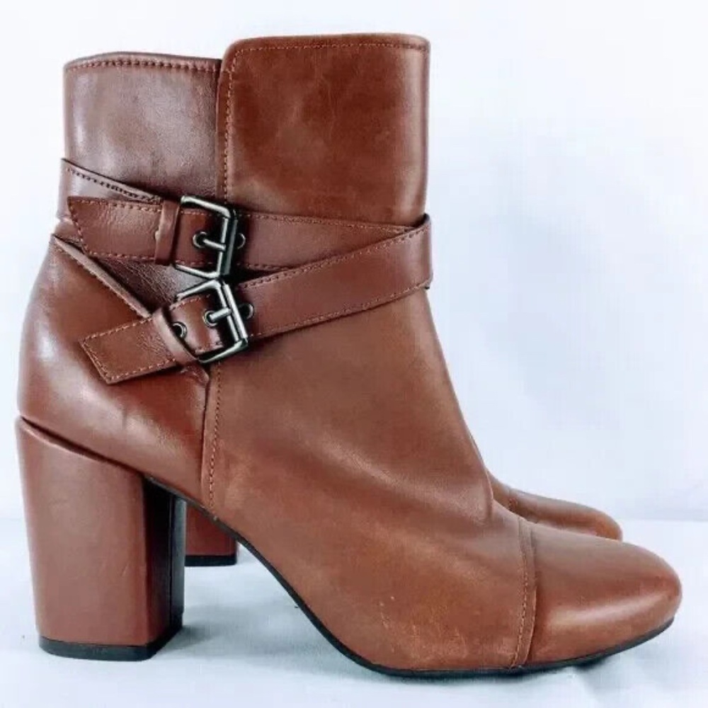 Easy Spirit Womens Boot Brown Leather Block Heel Espatara Anti Gravity Sz 7.5